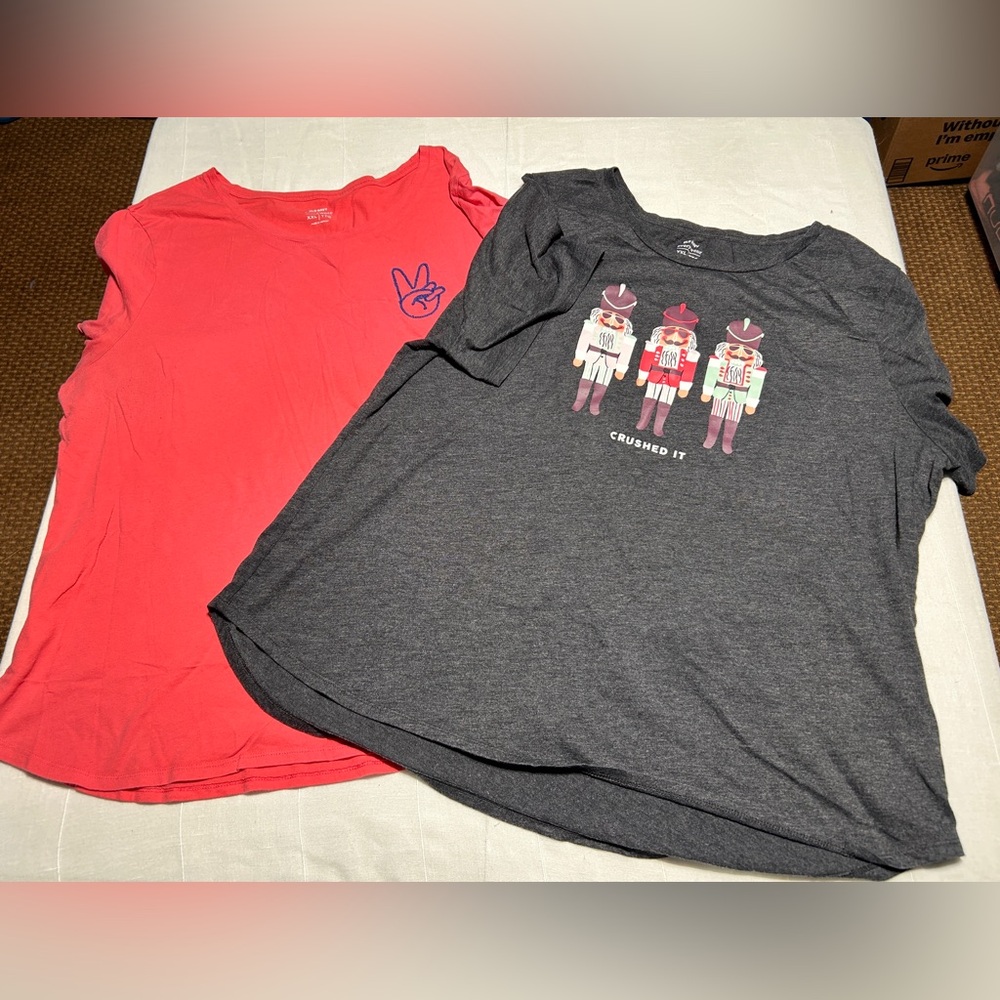 Old Navy Gray and Coral Graphic T-Shirts